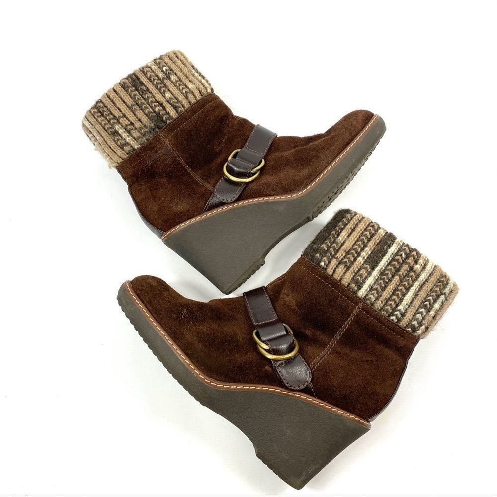 Naturalizer Kenning wedge bootie suede & knit 7.5